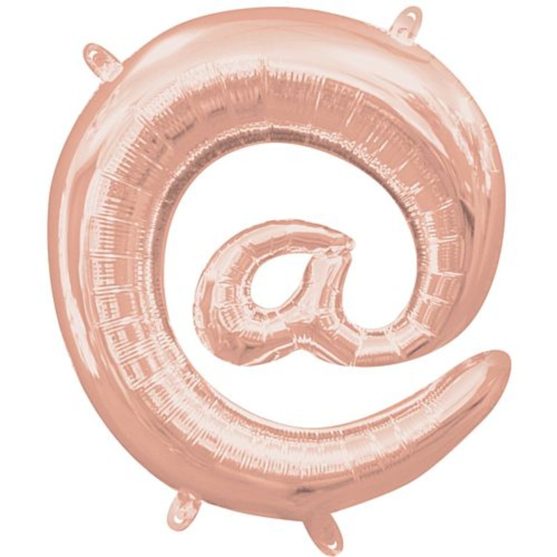 Rose Gold '@' Symbol Air Filled Foil Balloon - No Helium Required! - 16"