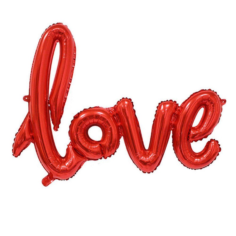 Word "Love" Red Die Cut Air-Filled Foil Balloon 18in x 31in / 48cm x 79cm