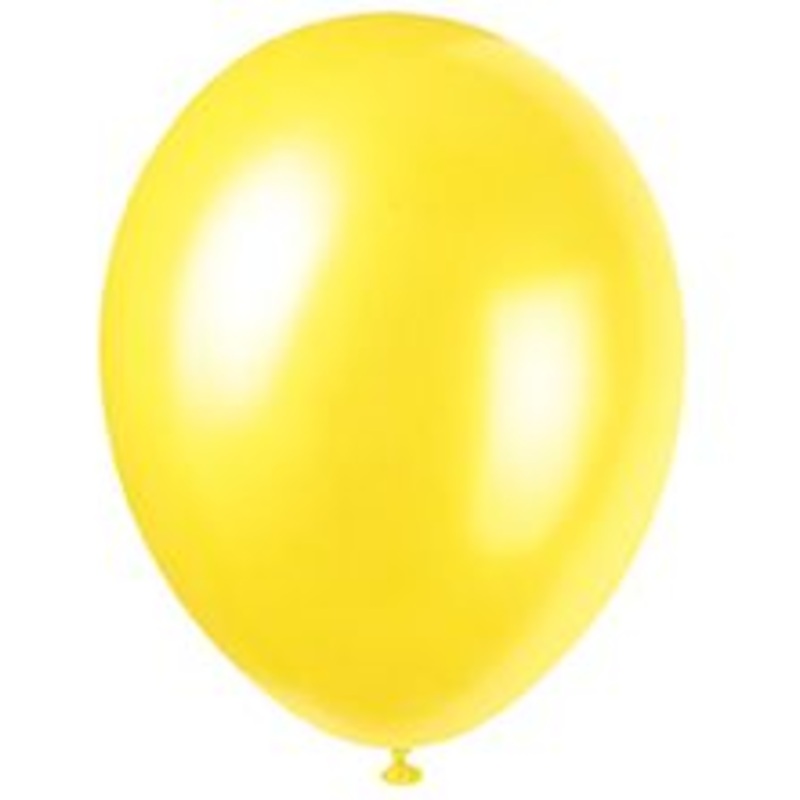 Yellow Pearlised Latex Balloons - 12'' - Pack of 8