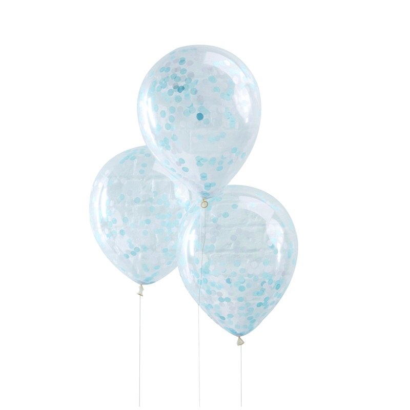 Blue Confetti Filled Balloons - Pick & Mix - 12in / 30cm - Pack of 5