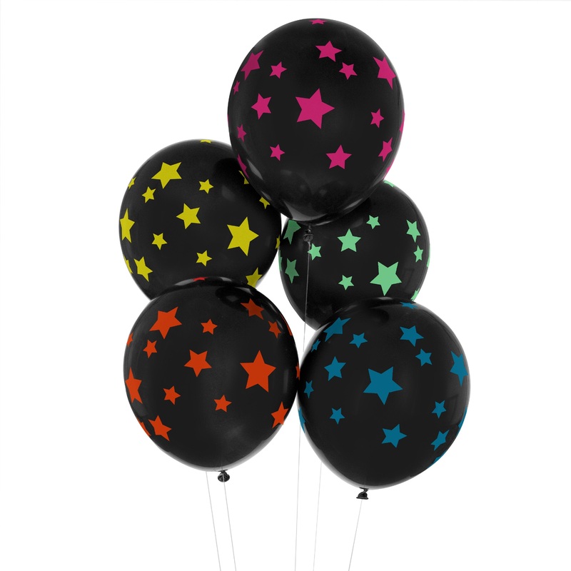 Disco Stars Round Printed Latex Balloon 12in / 30cm - Pack of 5