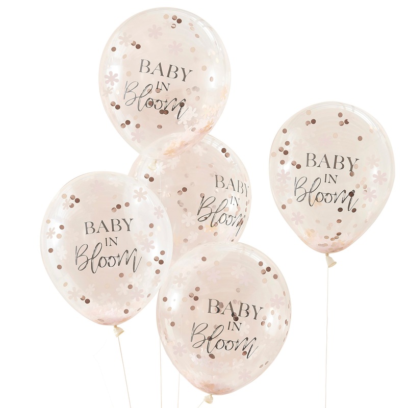 Ginger Ray Baby in Bloom Flower Confetti Latex Balloon 12in - Pack of 5