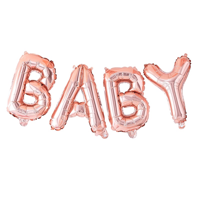 Ginger Ray "BABY" Rose Gold Air-filled Foil Balloon Bunting 16in
