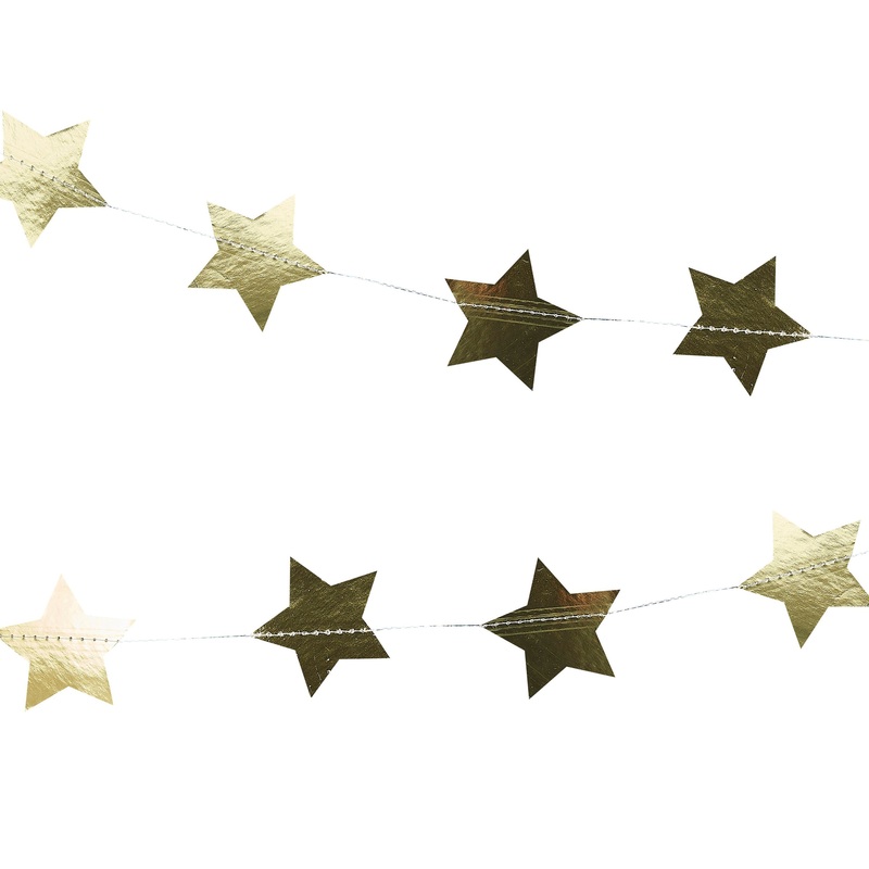 Ginger Ray Gold Foiled Star Shaped Christmas Garland 5m