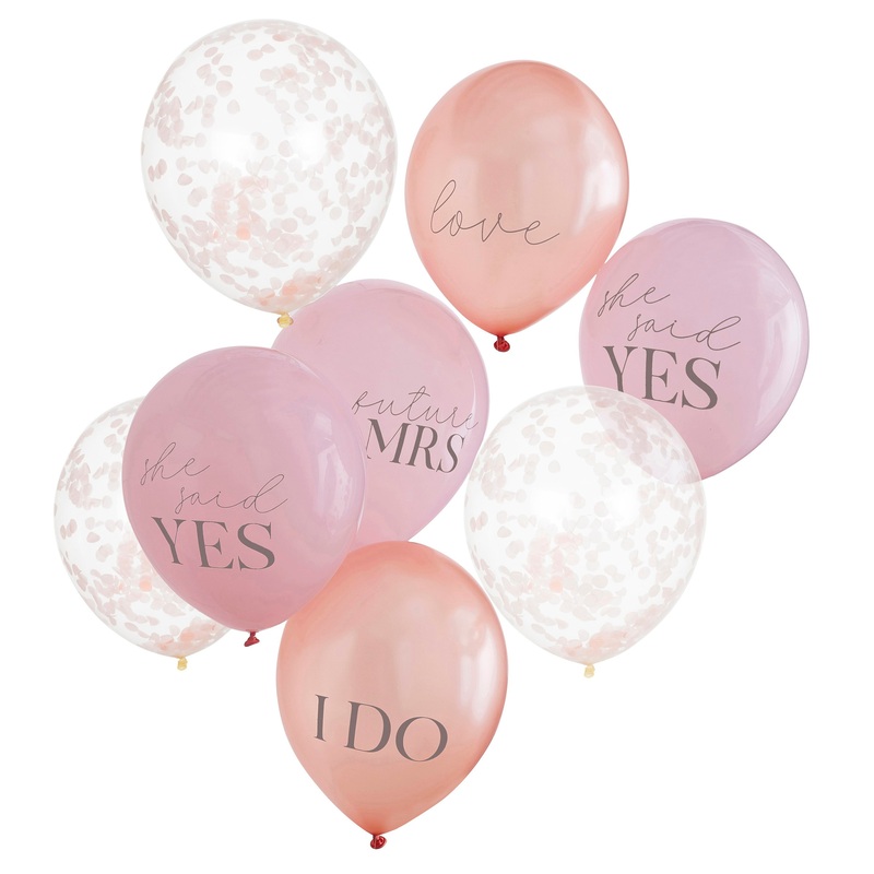 Ginger Ray Mixed Blush & Conffeti Hen Party Latex Balloon 12in - Pack of 8