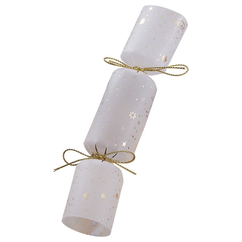 Gold Confetti Filled Christmas Crackers - Gold Glitter - Pack of 6