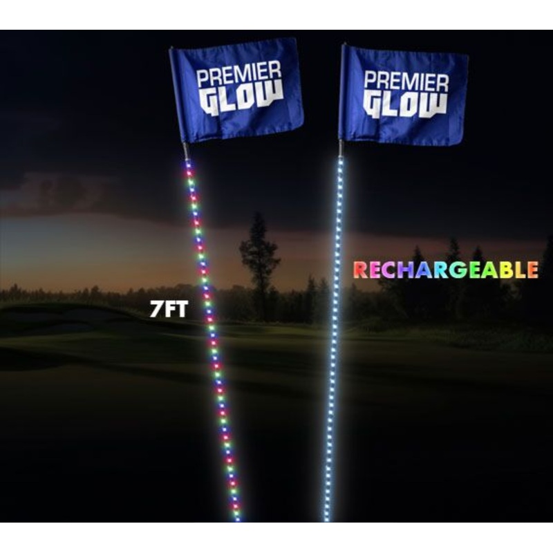 LED Light Up 7 Feet Rechargeable Golf Flag Stick
