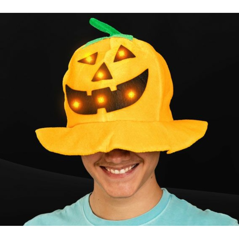 Led Light Up Flashing Pumpkin Hat