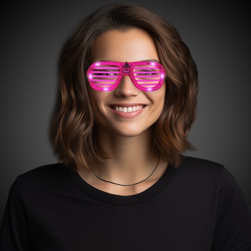 LED Light Up Pink Slotted Glasses - Pack of 6