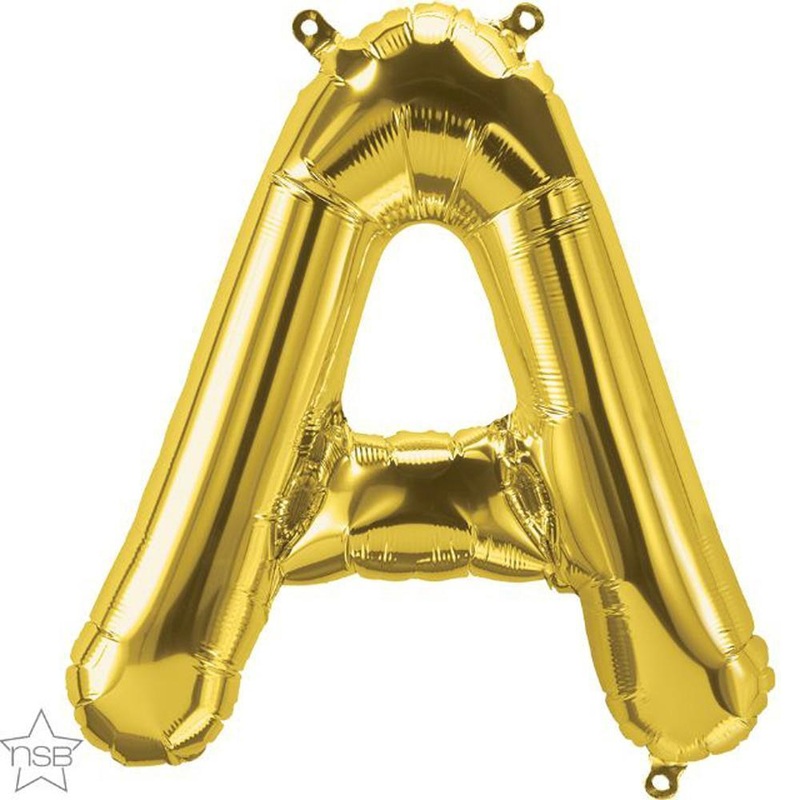 Letter "A" Gold Die Cut Air-Filled Foil Balloon 13.5in / 34cm