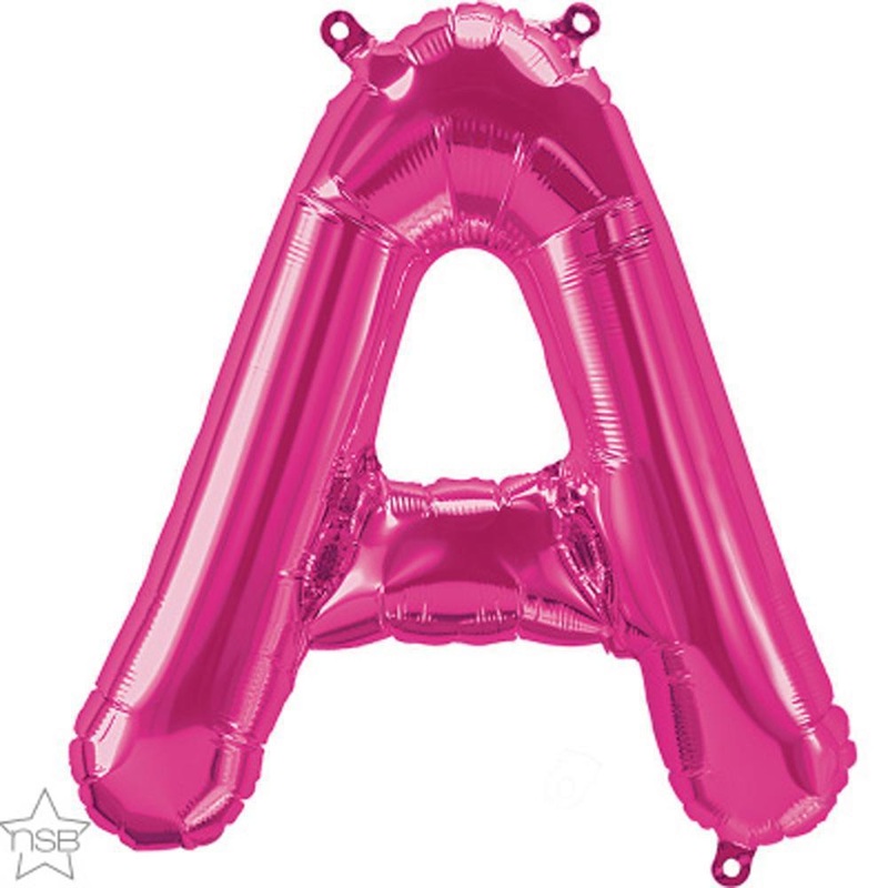 Letter "A" Magenta Die Cut Air-Filled Foil Balloon 13.5in / 34cm