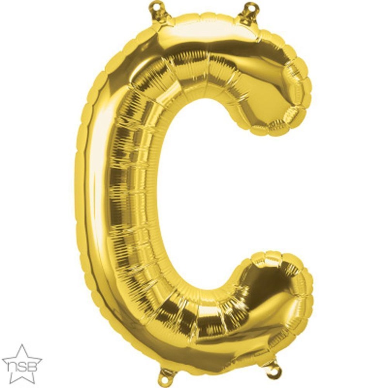 Letter "C" Gold Die Cut Air-Filled Foil Balloon 13.5in / 34cm