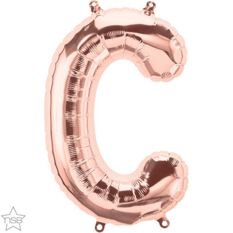 Letter "C" Rose Gold Die Cut Air-Filled Foil Balloon 13.5in / 34cm