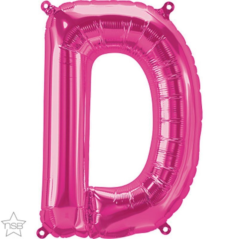 Letter "D" Magenta Die Cut Air-Filled Foil Balloon 13.5in / 34cm
