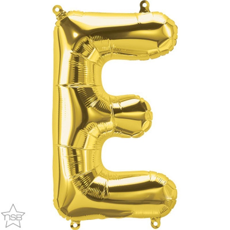 Letter "E" Gold Die Cut Air-Filled Foil Balloon 13.5in / 34cm