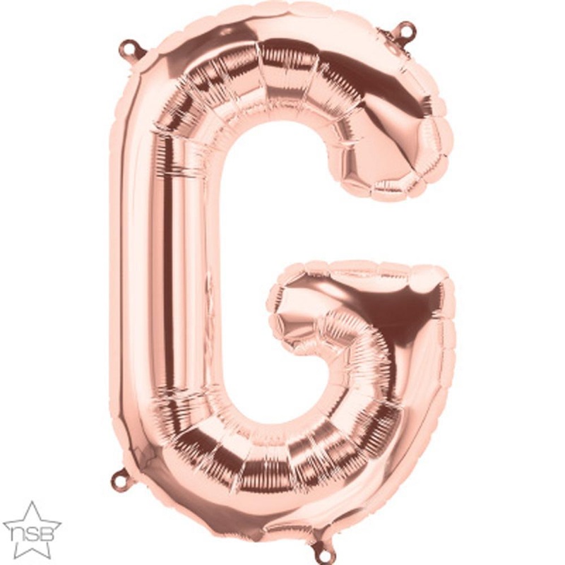 Letter "G" Rose Gold Die Cut Air-Filled Foil Balloon 13.5in / 34cm