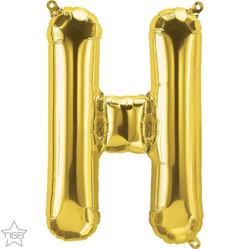 Letter "H" Gold Die Cut Air-Filled Foil Balloon 13.5in / 34cm