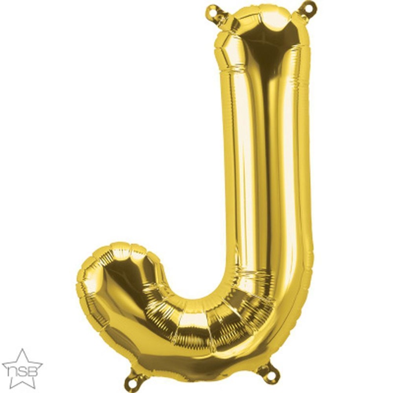 Letter "J" Gold Die Cut Air-Filled Foil Balloon 13.5in / 34cm