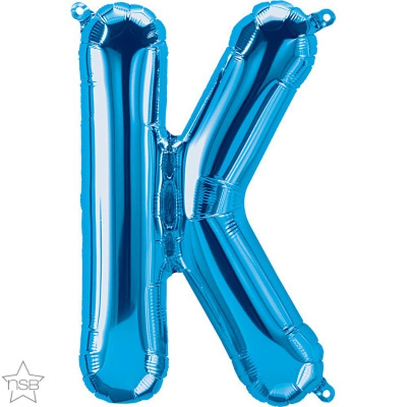 Letter "K" Blue Die Cut Air-Filled Foil Balloon 13.5in / 34cm