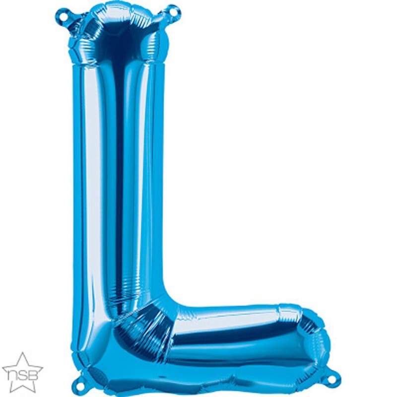 Letter "L" Blue Die Cut Air-Filled Foil Balloon 13.5in / 34cm