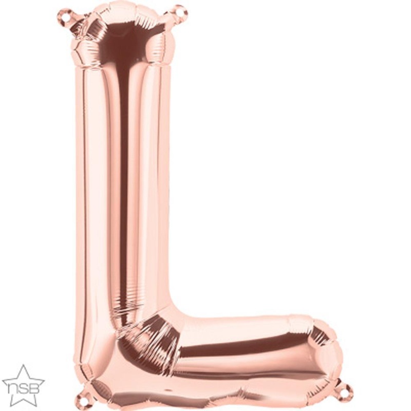 Letter "L" Rose Gold Die Cut Air-Filled Foil Balloon 13.5in / 34cm