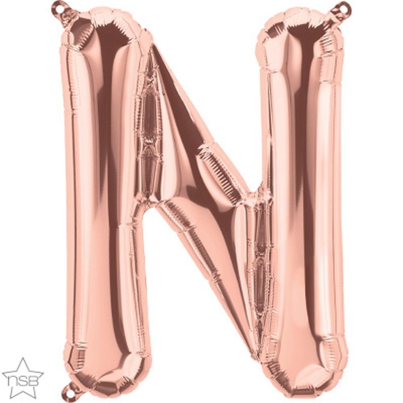 Letter "N" Rose Gold Die Cut Air-Filled Foil Balloon 13.5in / 34cm