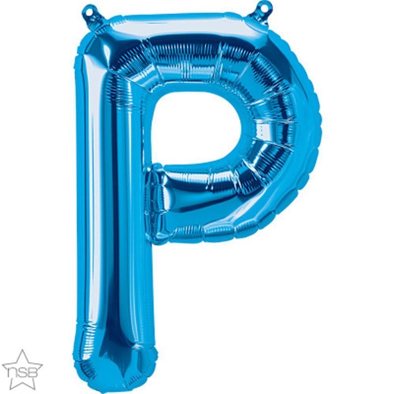 Letter "P" Blue Die Cut Air-Filled Foil Balloon 13.5in / 34cm