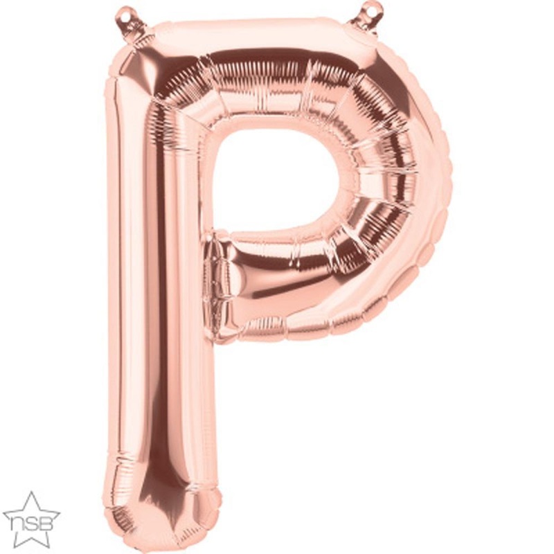 Letter "P" Rose Gold Die Cut Air-Filled Foil Balloon 13.5in / 34cm