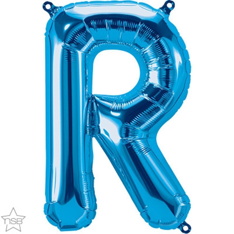 Letter "R" Blue Die Cut Air-Filled Foil Balloon 13.5in / 34cm