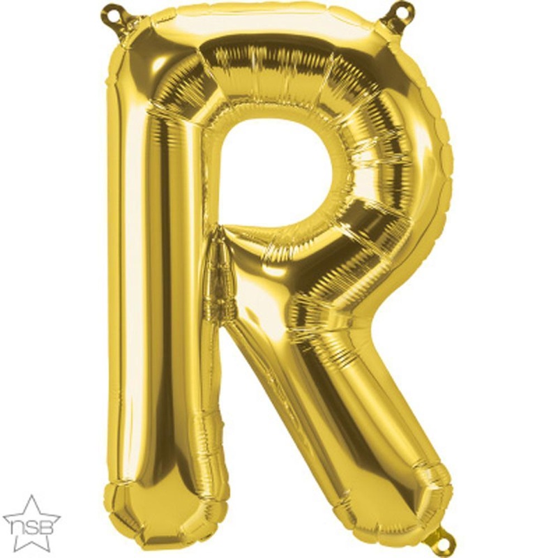 Letter "R" Gold Die Cut Air-Filled Foil Balloon 13.5in / 34cm