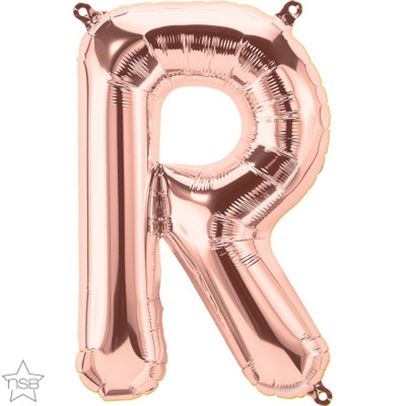 Letter "R" Rose Gold Die Cut Air-Filled Foil Balloon 13.5in / 34cm