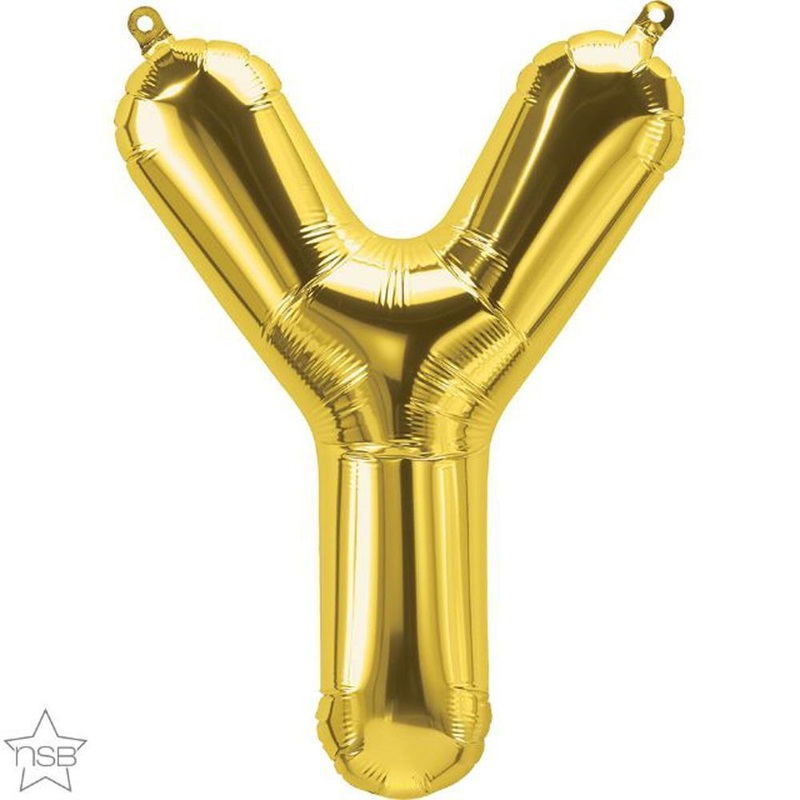 Letter "Y" Gold Die Cut Air-Filled Foil Balloon 13.5in / 34cm