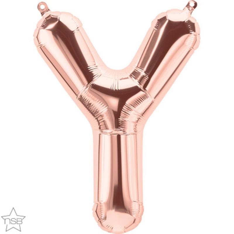 Letter "Y" Rose Gold Die Cut Air-Filled Foil Balloon 13.5in / 34cm