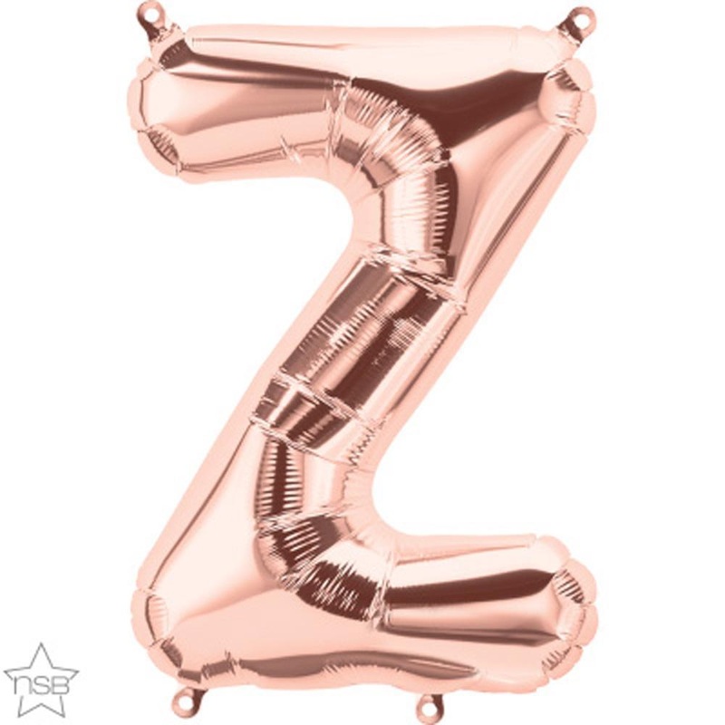 Letter "Z" Rose Gold Die Cut Air-Filled Foil Balloon 13.5in / 34cm