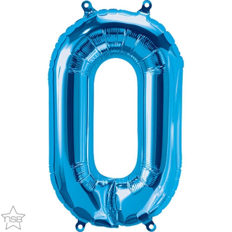 Number "0" Blue Die Cut Air-Filled Foil Balloon 13.5in / 34cm