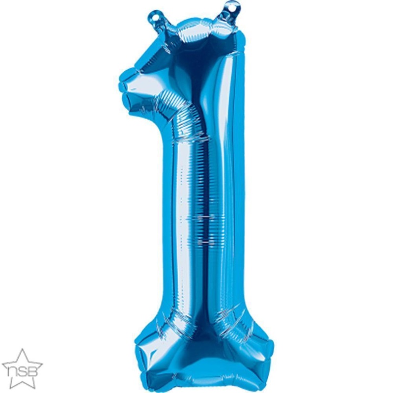 Number "1" Blue Die Cut Air-Filled Foil Balloon 13.5in / 34cm