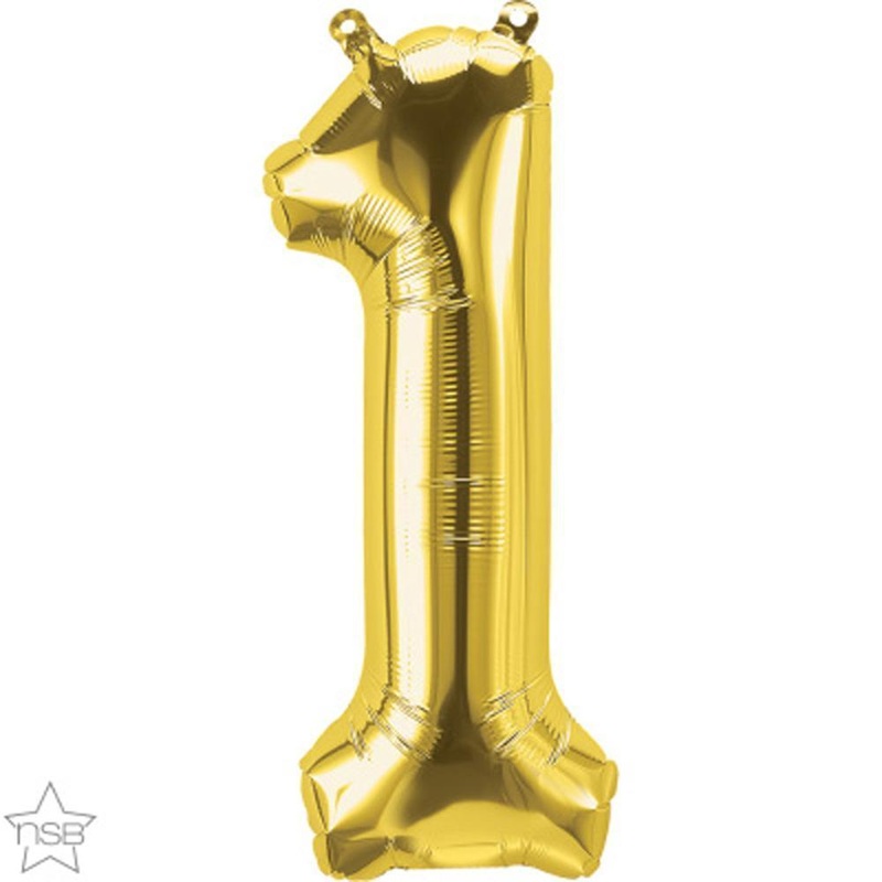 Number "1" Gold Die Cut Air-Filled Foil Balloon 13.5in / 34cm