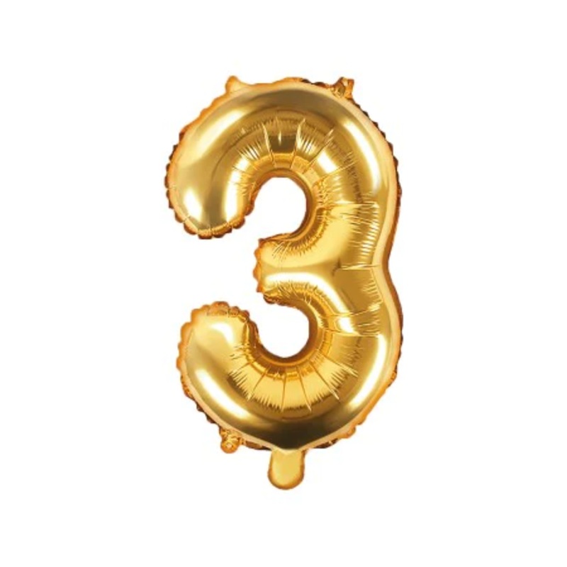Number "3" Gold Air-Filled Foil Balloon 13.5in