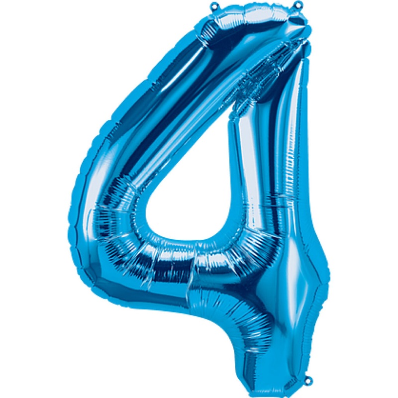 Number "4" Blue Air-Filled Foil Balloon 13.5in