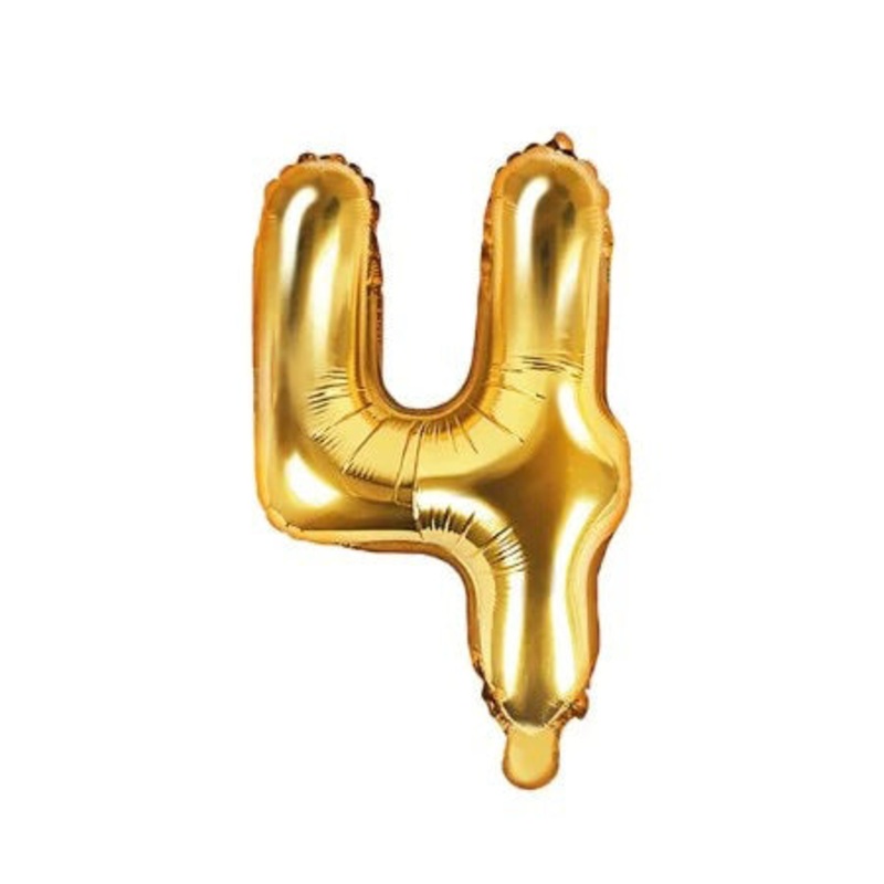 Number "4" Gold Air-Filled Foil Balloon 13.5in