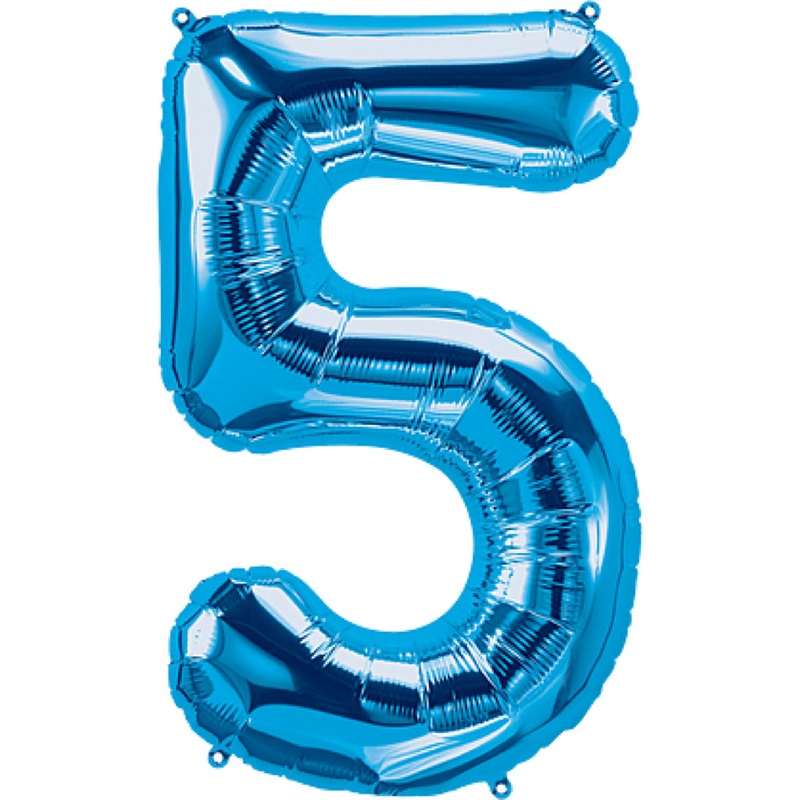 Number "5" Blue Air-Filled Foil Balloon 13.5in