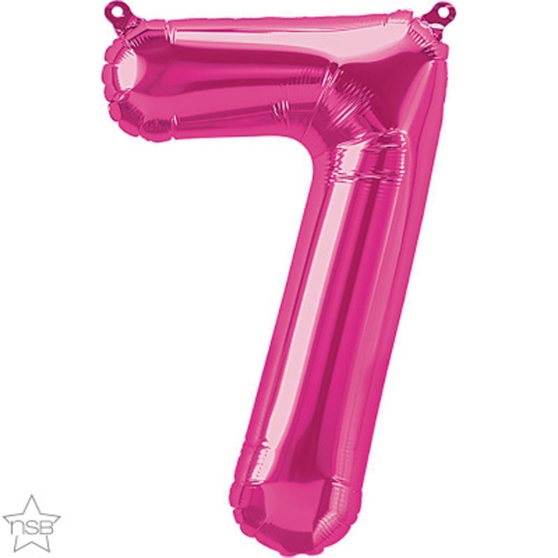 Number "7" Magenta Die Cut Air-Filled Foil Balloon 13.5in / 34cm