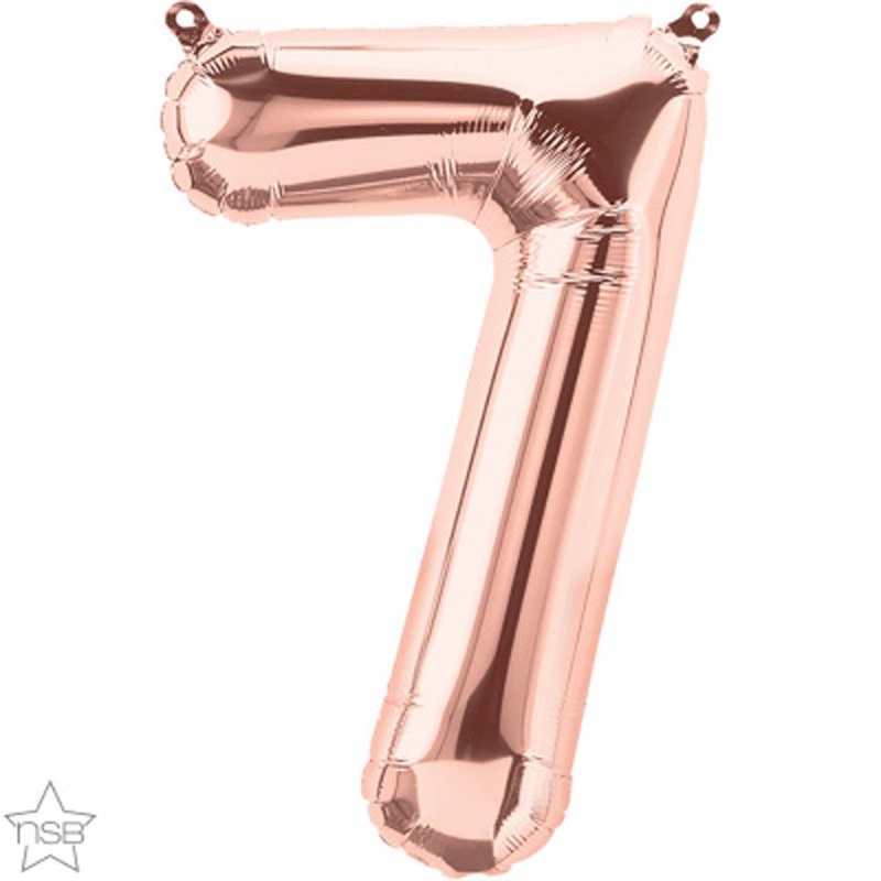 Number "7" Rose Gold Die Cut Air-Filled Foil Balloon 13.5in / 34cm