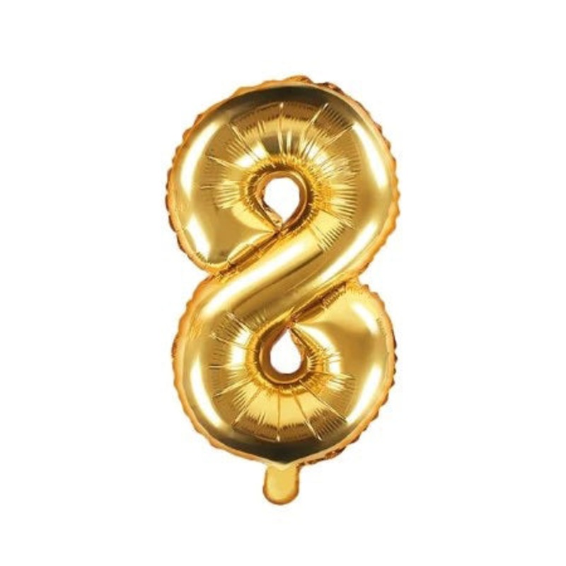 Number "8" Gold Air-Filled Foil Balloon 13.5in