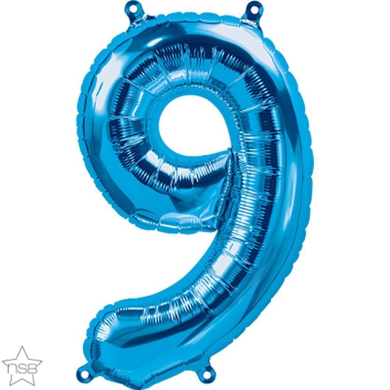 Number "9" Blue Die Cut Air-Filled Foil Balloon 13.5in / 34cm