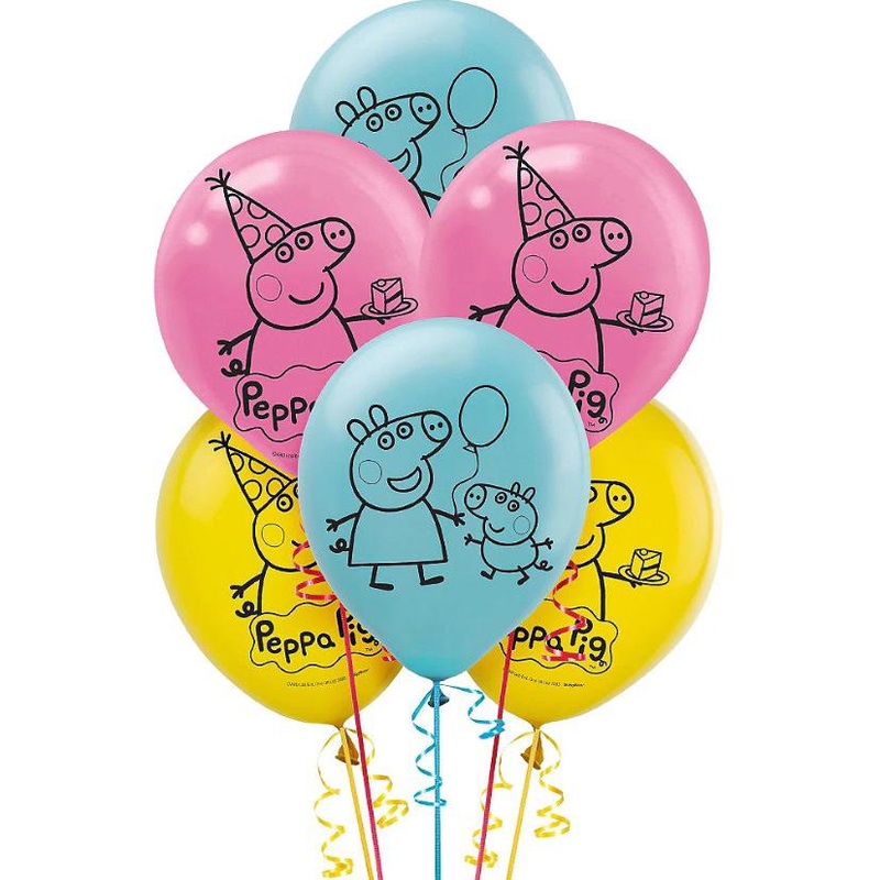 Peppa Pig Round Latex Balloon - 12in / 30cm - Pack of 6
