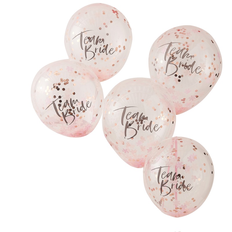 Team Bride Confetti Balloons - Floral Hen Party - 12in / 30cm - Pack of 5