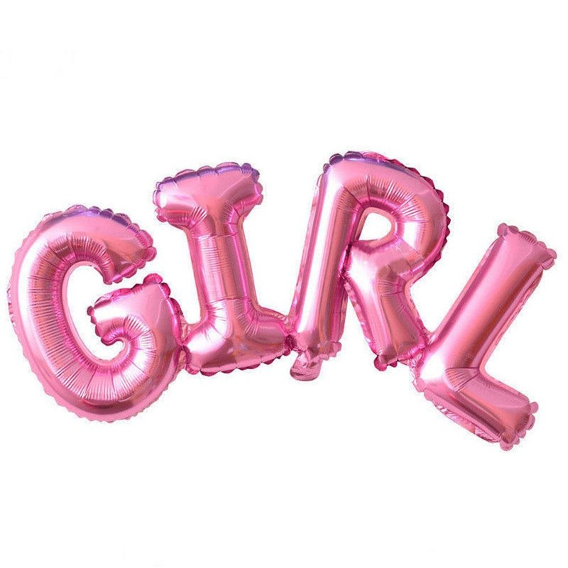 Word "Girl" Pink Die Cut Air-Filled Foil Balloon 41in x 13in / 105cm x 35cm