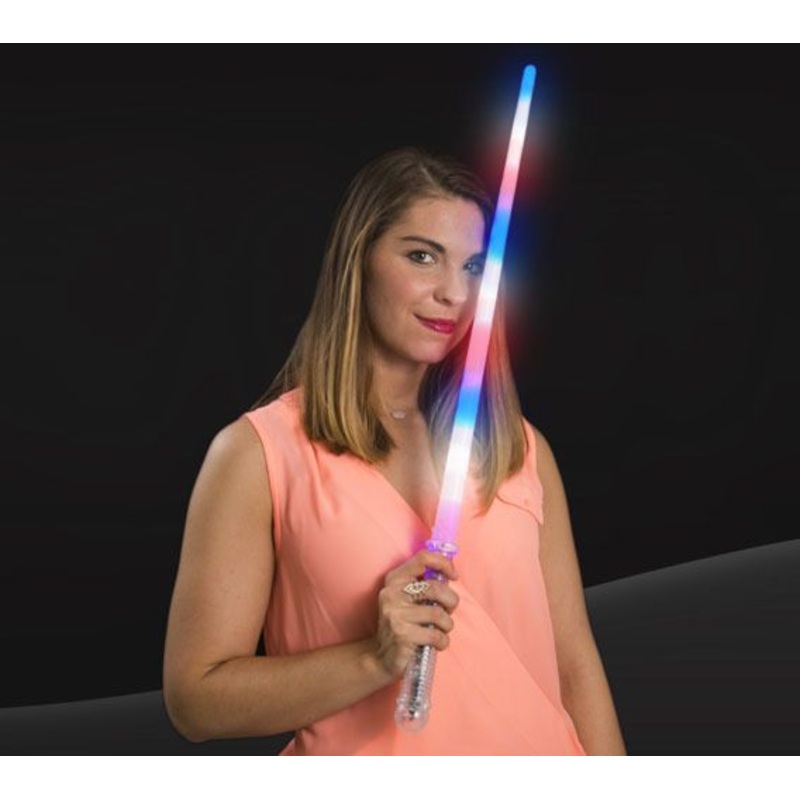 28 Inch LED Light up Prism Sword - Red White Blue