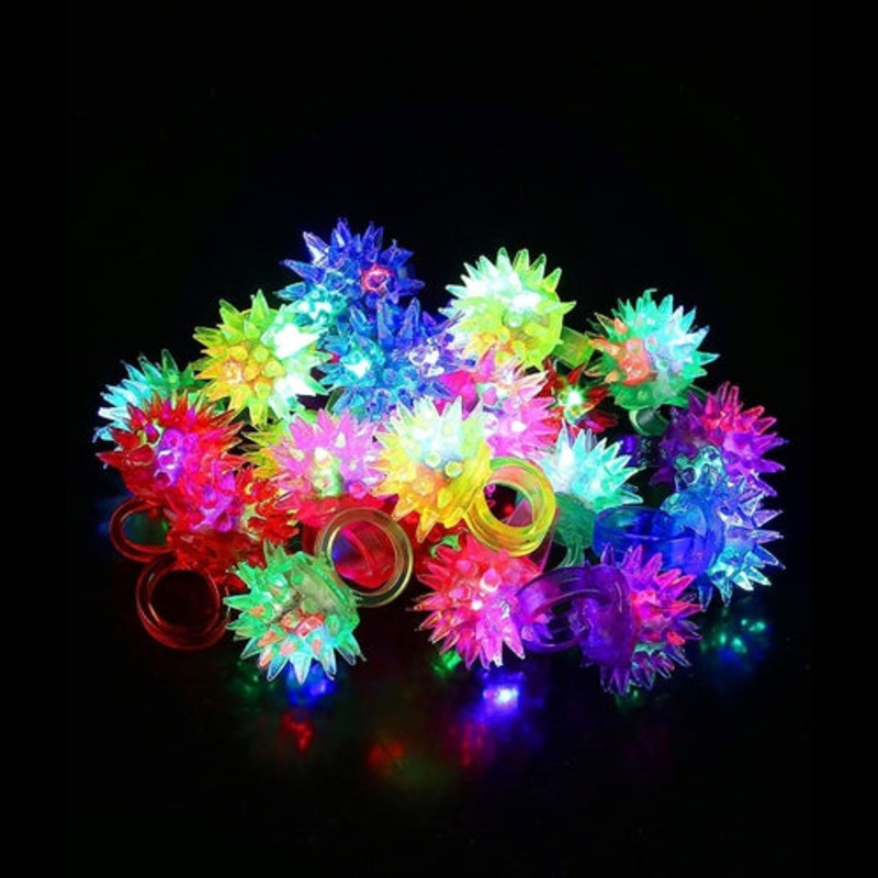 LED Flashing Jelly Porcupine Rings - Assorted